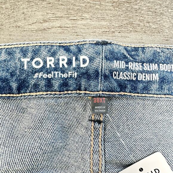 NWT Torrid Perfect Slim Boot Classic Denim Mid-Rise Jean 30XT - Picture 8 of 16